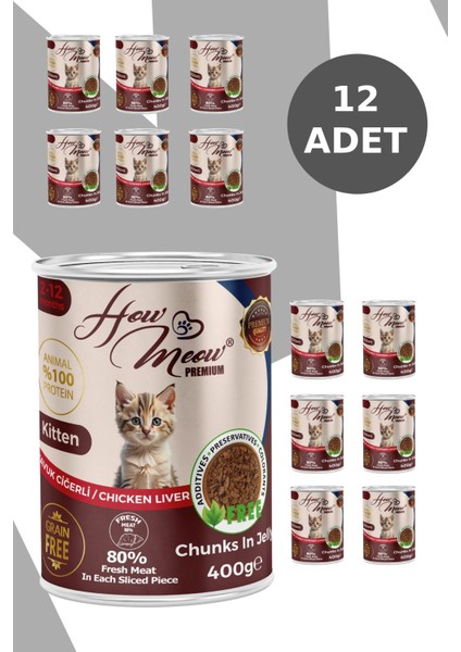 12 ADET JÖLELİ PARÇA ETLİ YAVRU KEDİ YAŞ MAMASI TAVUK CİĞERLİ 400 GRAM fiyatları