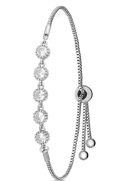 Zarif Vintage Kadın Kol Saati ve Zirkon Taşlı 5 Taş Bileklik Hediye Gümüş-Kahverengi PL-1480B3 modelleri