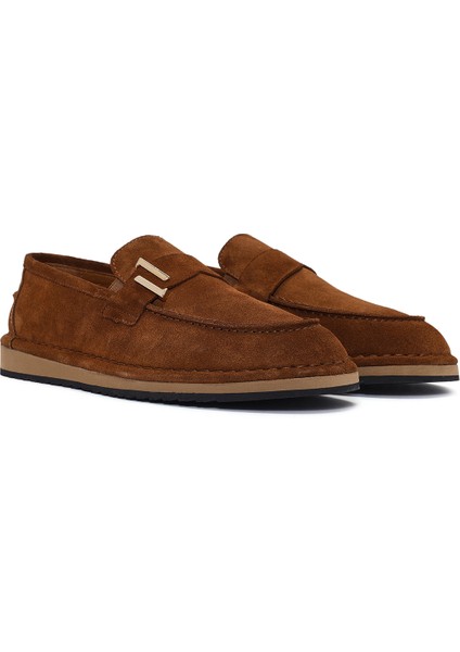 Erkek Taba Süet Deri Casual Loafer 25SFD654610