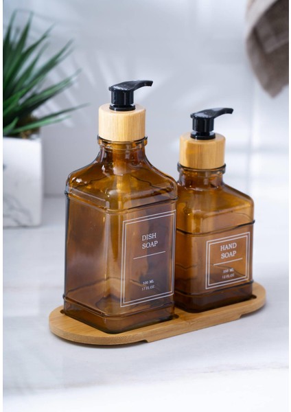 Louvre Bambu Standlı 2'li Sıvı Sabunluk - 500 ml