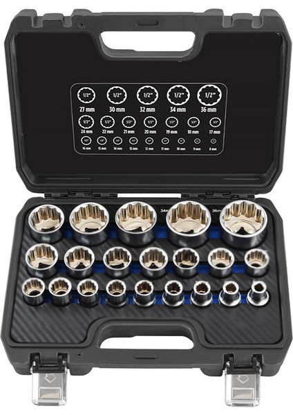 Lokma Set Torx Dişi 1/2 Inç 21 Parça (E8-E36)