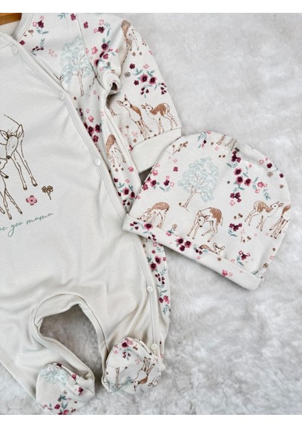 %100 Pamuk Mevsimlik Ceylan Baskılı Şapkalı Tulum fiyatları