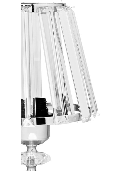 Gerçek Kristal Cam Başlık Krom Metal Gövdeli Yatak Odası Abajur Salon Lambası