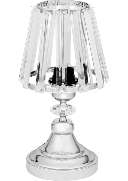 Gerçek Kristal Cam Başlık Krom Metal Gövdeli Yatak Odası Abajur Salon Lambası