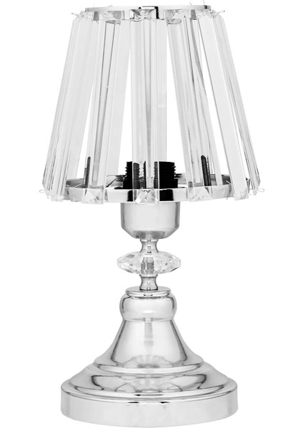 Gerçek Kristal Cam Başlık Krom Metal Gövdeli Yatak Odası Abajur Salon Lambası