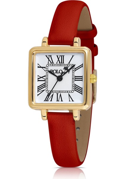 Kare Kasa Deri Kordon Kadın Kol Saati Zirkon Taşlı Baget Bileklik Kırmızı-Gold PL-1484B9 indirimleri