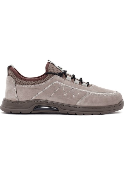 Erkek Vizon Bağcıklı Nubuk Deri Casual Sneaker 25SFD6500V3