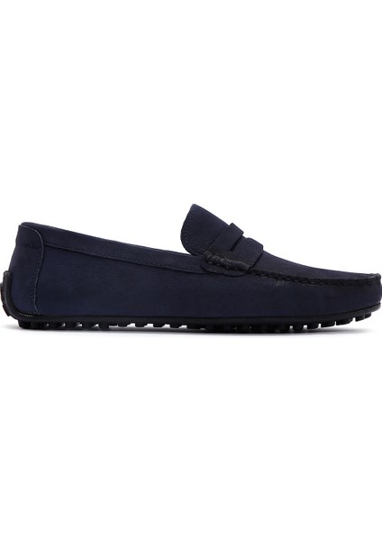 Erkek Lacivert Nubuk Deri Casual Loafer 25SFD7545V3