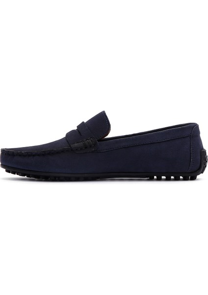 Erkek Lacivert Nubuk Deri Casual Loafer 25SFD7545V3