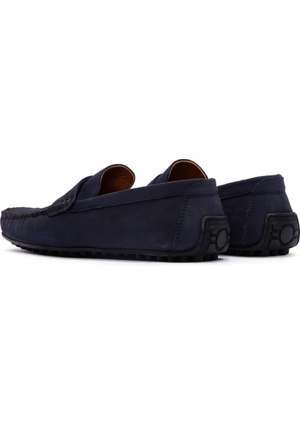 Erkek Lacivert Nubuk Deri Casual Loafer 25SFD7545V3
