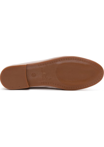 Kadın Bej Süet Deri Maskülen Loafer 25SFD350510