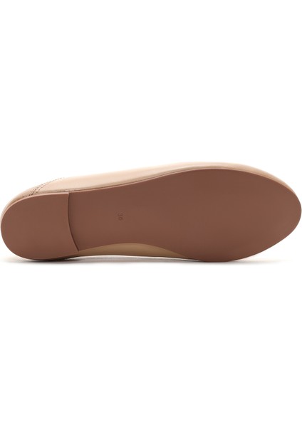 Kadın Bej Deri Maskülen Loafer 25SFD290218