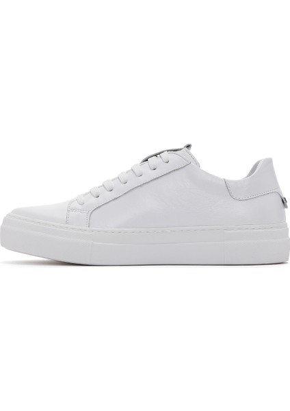 Kadın Beyaz Bağcıklı Deri Sneaker 25SFD290518