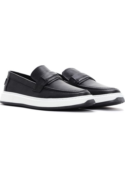 Erkek Siyah Deri Loafer 25SFD680318