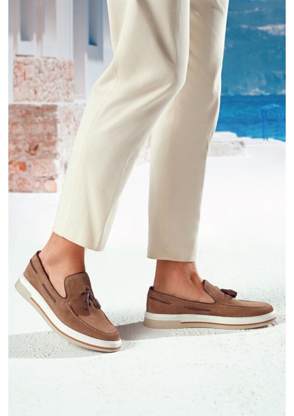 Erkek Vizon Süet Deri Casual Loafer 25SFD680410