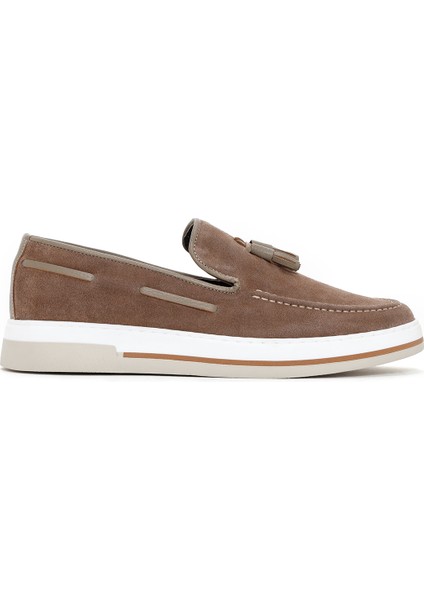 Erkek Vizon Süet Deri Casual Loafer 25SFD680410