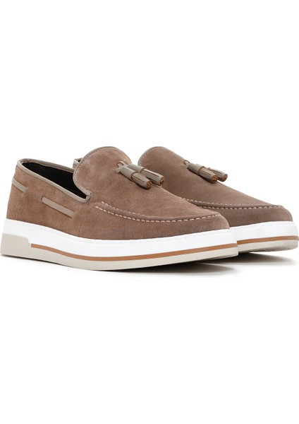 Erkek Vizon Süet Deri Casual Loafer 25SFD680410