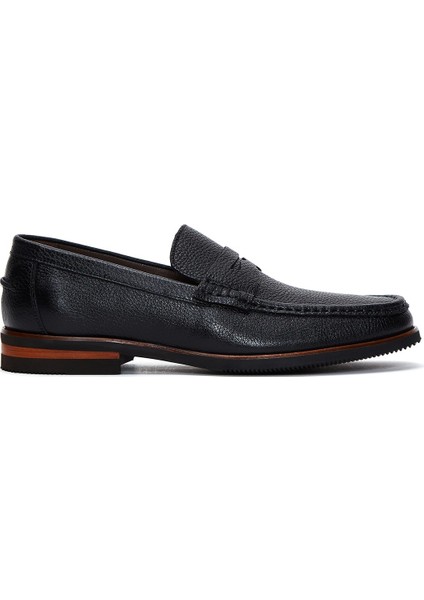 Erkek Siyah Deri Casual Loafer 25SFD6704FT