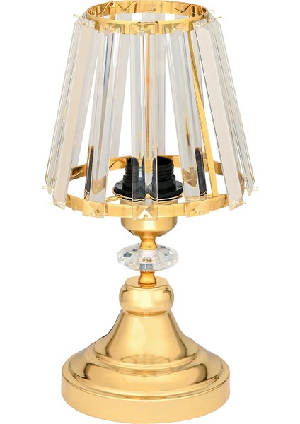 Gerçek Kristal Cam Başlık Gold Metal Gövdeli Yatak Odası Abajur Salon Lambası modelleri