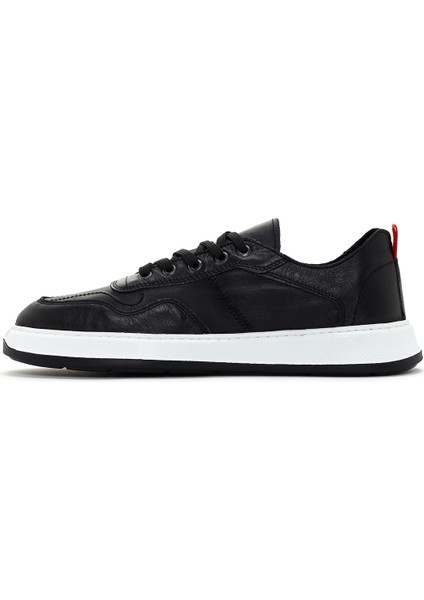 Erkek Siyah Bağcıklı Deri Sneaker 25SFD707018