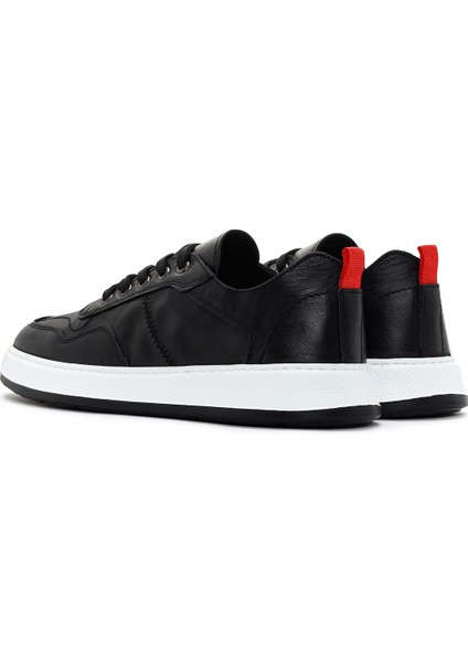 Erkek Siyah Bağcıklı Deri Sneaker 25SFD707018