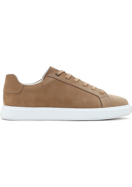 Erkek Vizon Bağcıklı Nubuk Deri Sneaker 25SFD7071V3