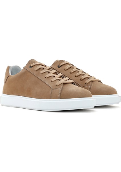 Erkek Vizon Bağcıklı Nubuk Deri Sneaker 25SFD7071V3