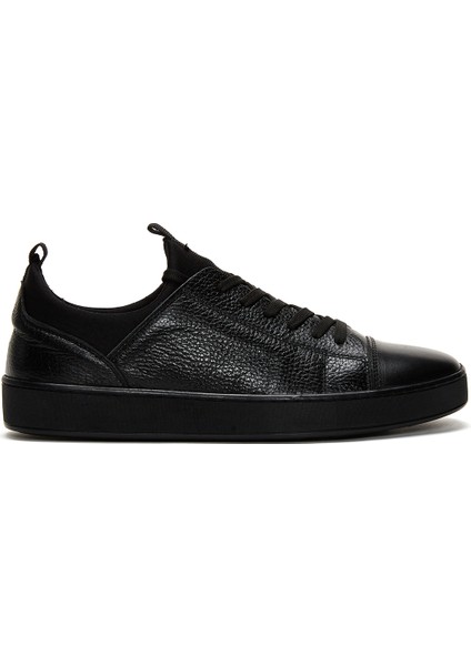 Erkek Siyah Bağcıklı Deri Sneaker 25SFD6300FT