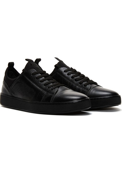 Erkek Siyah Bağcıklı Deri Sneaker 25SFD6300FT