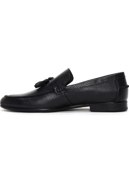 Erkek Siyah Püsküllü Deri Casual Loafer 25SFD6004FT