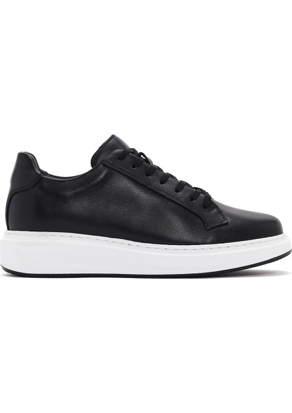 Erkek Siyah Bağcıklı Deri Sneaker 25SFD610118