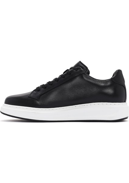 Erkek Siyah Bağcıklı Deri Sneaker 25SFD610118