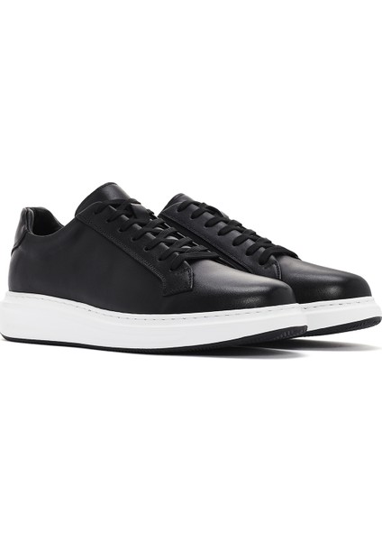 Erkek Siyah Bağcıklı Deri Sneaker 25SFD610118