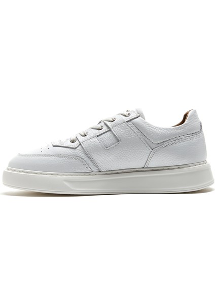 Erkek Beyaz Bağcıklı Deri Sneaker 25SFD6102FT