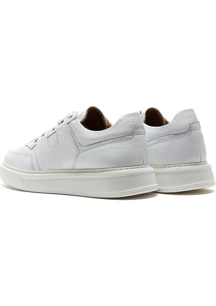 Erkek Beyaz Bağcıklı Deri Sneaker 25SFD6102FT