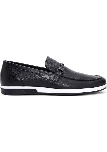 Erkek Siyah Deri Casual Loafer 25SFD6006FT