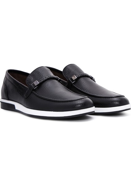 Erkek Siyah Deri Casual Loafer 25SFD6006FT