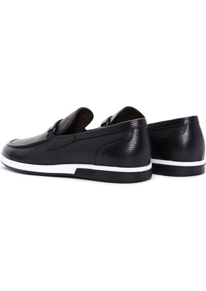 Erkek Siyah Deri Casual Loafer 25SFD6006FT