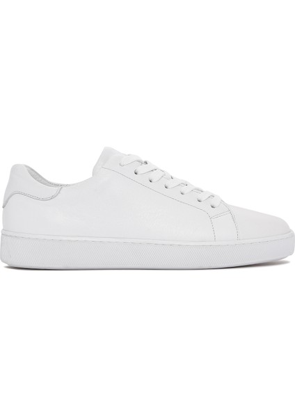 Erkek Beyaz Bağcıklı Deri Sneaker 25SFD640118