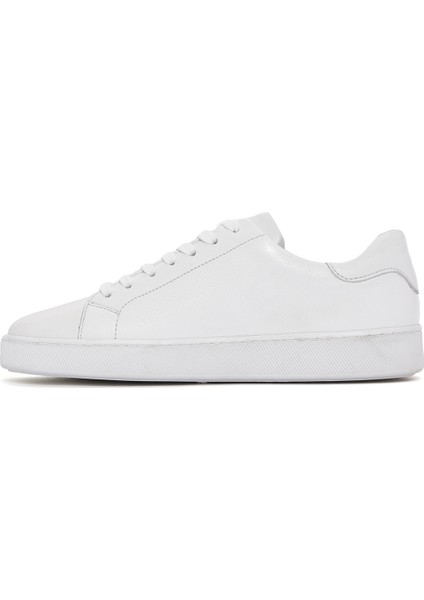 Erkek Beyaz Bağcıklı Deri Sneaker 25SFD640118
