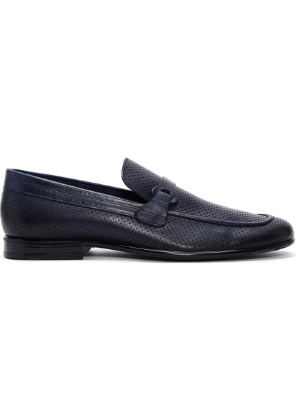 Erkek Lacivert Deri Casual Loafer 25SFD6007DI