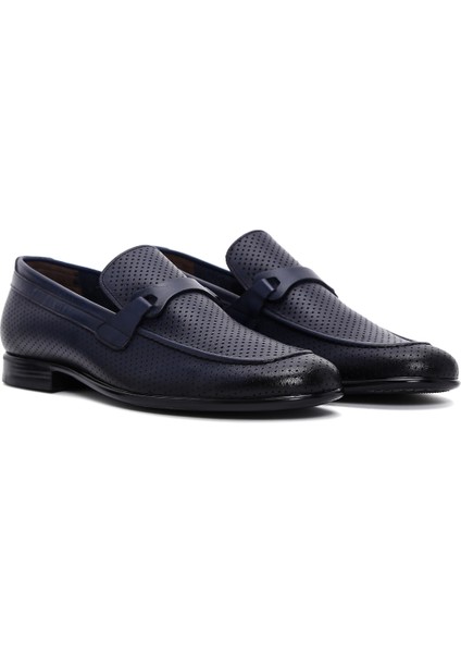 Erkek Lacivert Deri Casual Loafer 25SFD6007DI