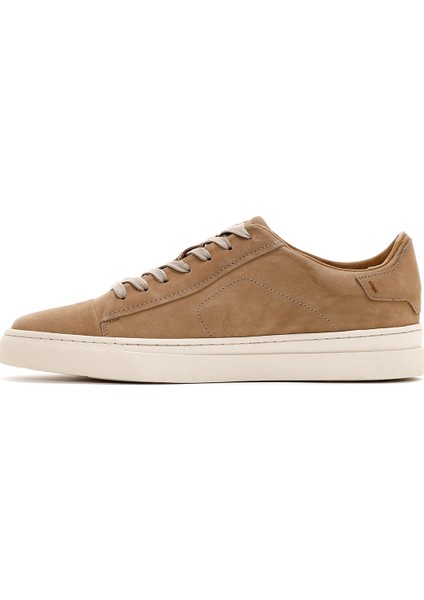 Erkek Bej Bağcıklı Deri Sneaker 25SFD6105V3