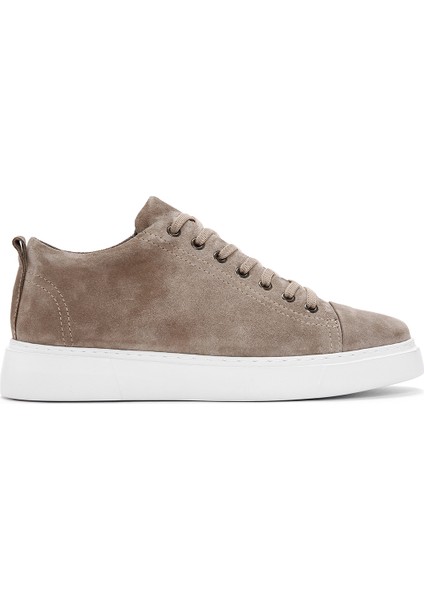 Erkek Vizon Bağcıklı Süet Deri Sneaker 25SFD752110