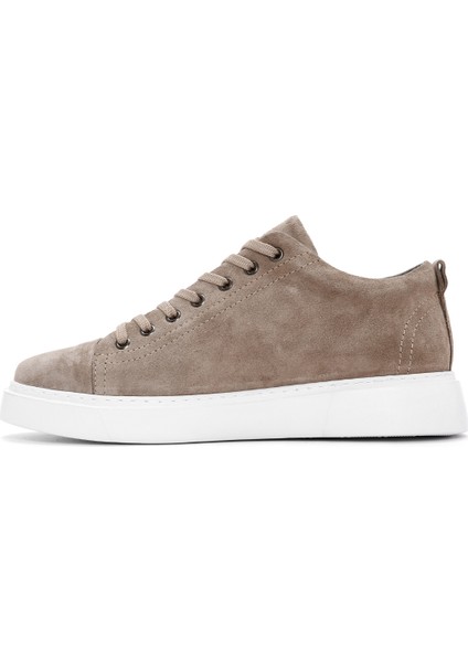 Erkek Vizon Bağcıklı Süet Deri Sneaker 25SFD752110