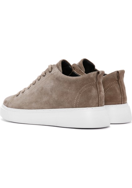Erkek Vizon Bağcıklı Süet Deri Sneaker 25SFD752110