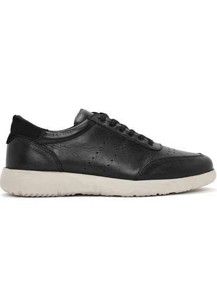 Erkek Siyah Bağcıklı Deri Sneaker 25SFD680518