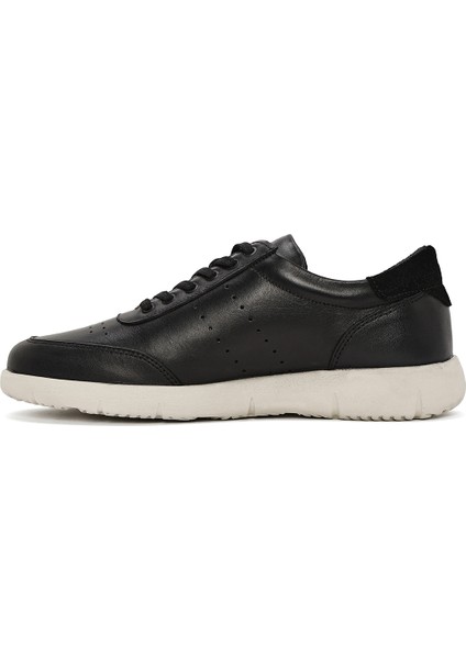 Erkek Siyah Bağcıklı Deri Sneaker 25SFD680518