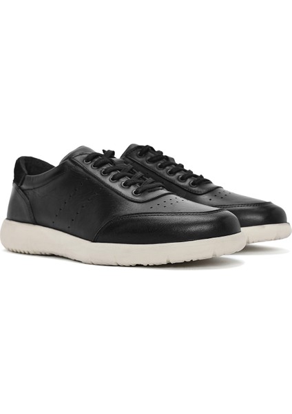 Erkek Siyah Bağcıklı Deri Sneaker 25SFD680518