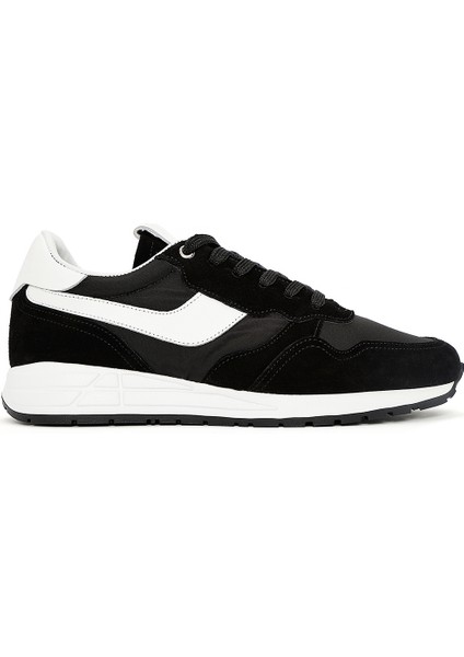 Erkek Siyah Bağcıklı Deri Sneaker 25SFD707414